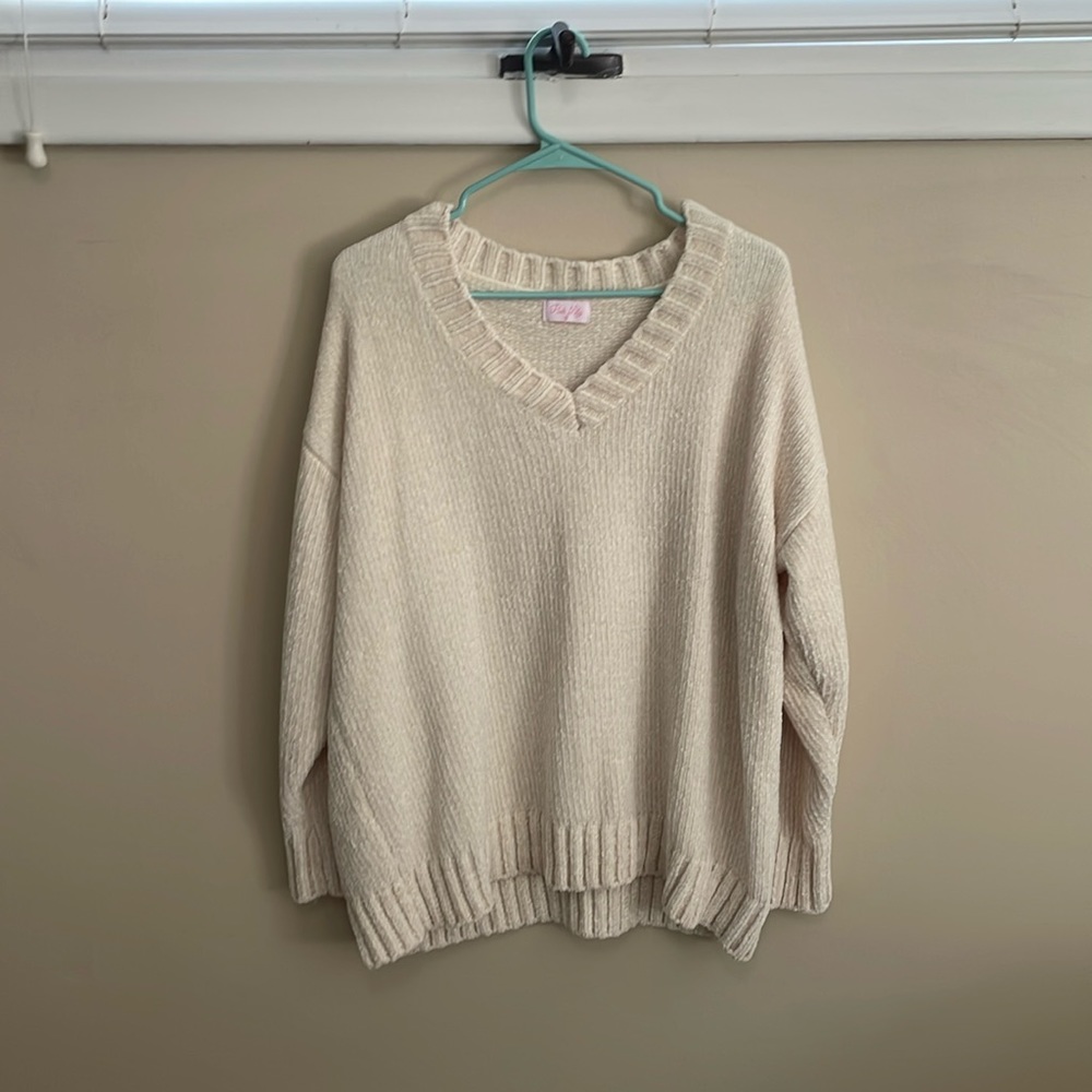 Cream Pink Lily Sweater